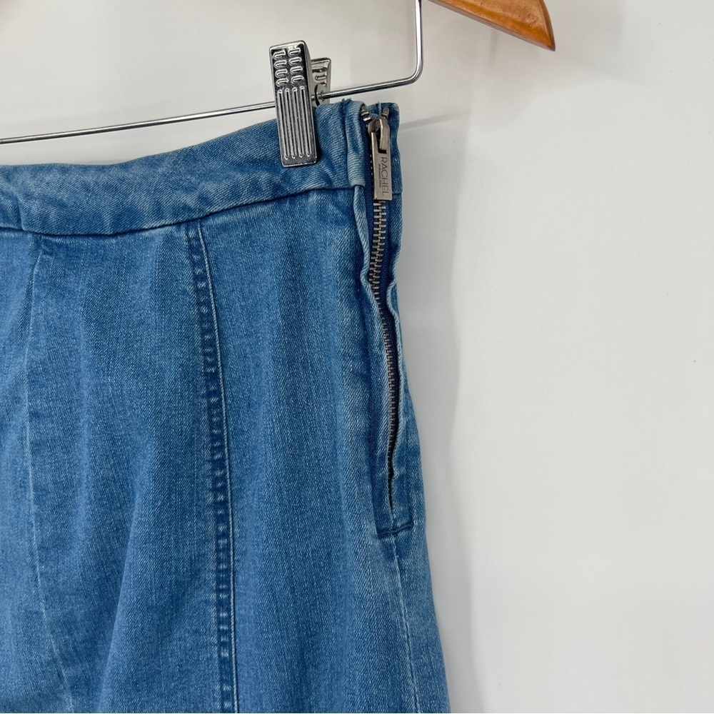 Rachel Rachel Roy Medium Blue Wash Button Placket A-Line Mini Denim Jean Skirt - Picture 7 of 13